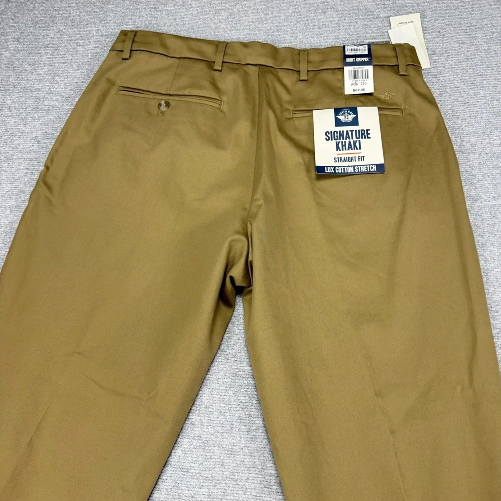 Dockers Signature Khaki Mens 36x30 Tan Straight Fit‎ Lux Cotton Stretch MSRP $62
